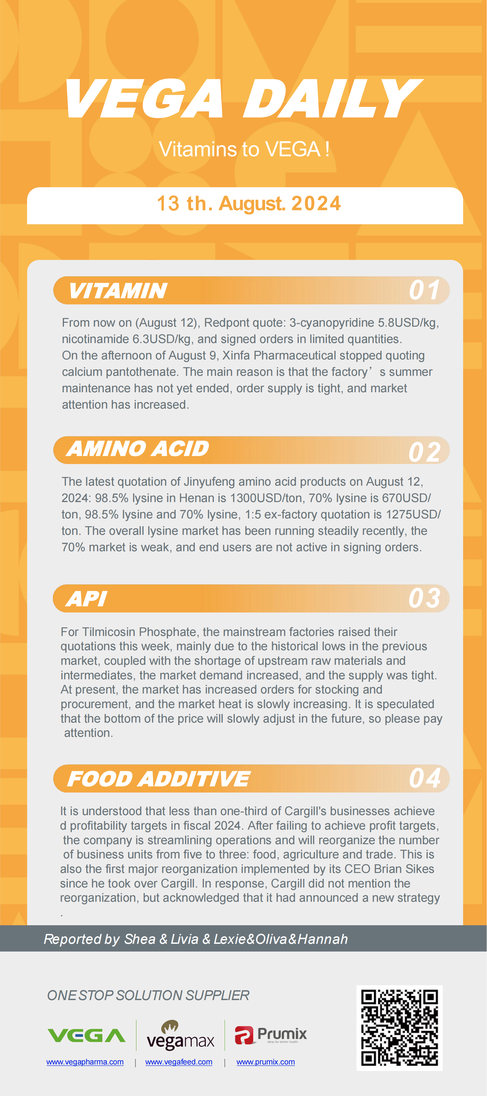 Vega Daily Dated on Aug 13th 2024 Vitamin Amino Acid APl Food Additives.png